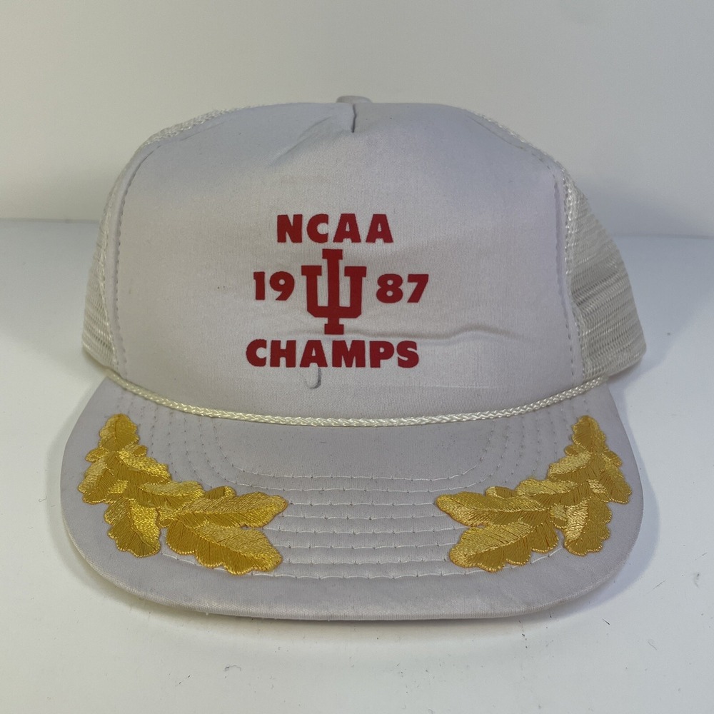 VTG Indiana Hoosiers 1987 National Champs Foam Trucker Gold Leaf Snapback Hat